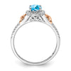 14k White Gold w/RG Accent Gemstone and Diamond Halo Ring
