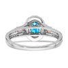 14k White Gold w/RG Accent Gemstone and Diamond Halo Ring