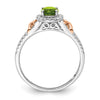 14k White Gold w/RG Accent Gemstone and Diamond Halo Ring