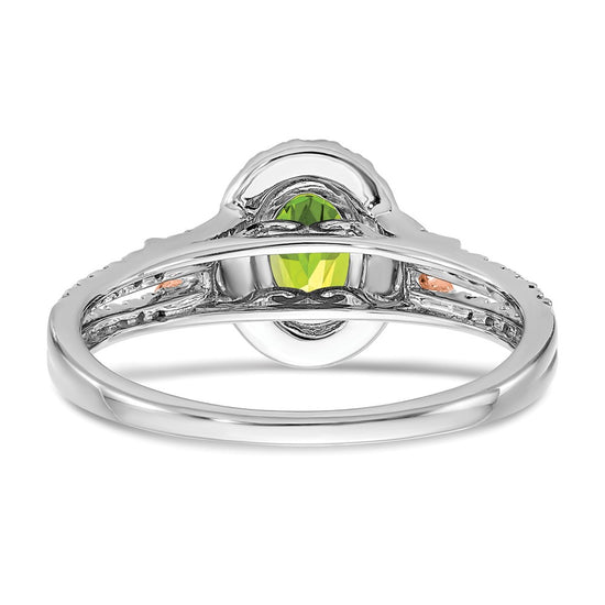 14k White Gold w/RG Accent Gemstone and Diamond Halo Ring