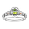 14k White Gold w/RG Accent Gemstone and Diamond Halo Ring