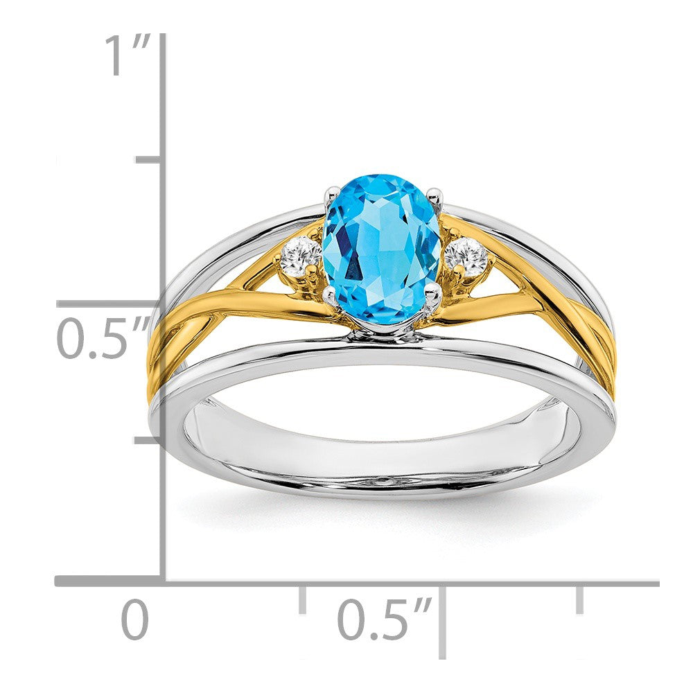 14k Two-tone Gemstone and Diamond Ring