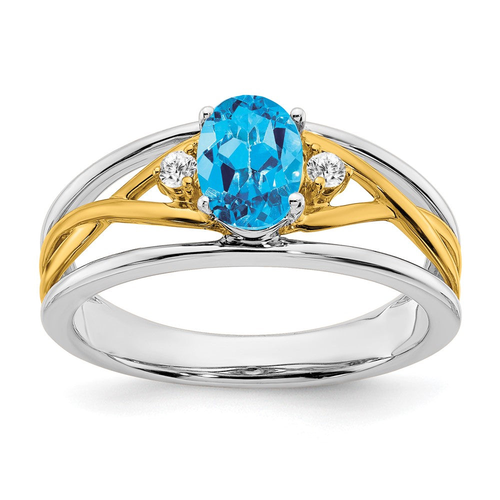 14k Two-tone Gemstone and Diamond Ring