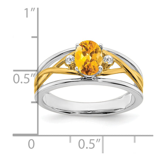 14k Two-tone Gemstone and Diamond Ring
