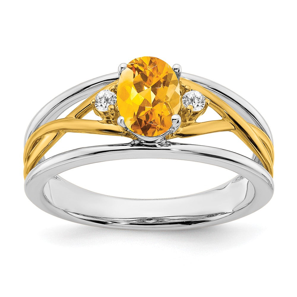 14k Two-tone Gemstone and Diamond Ring