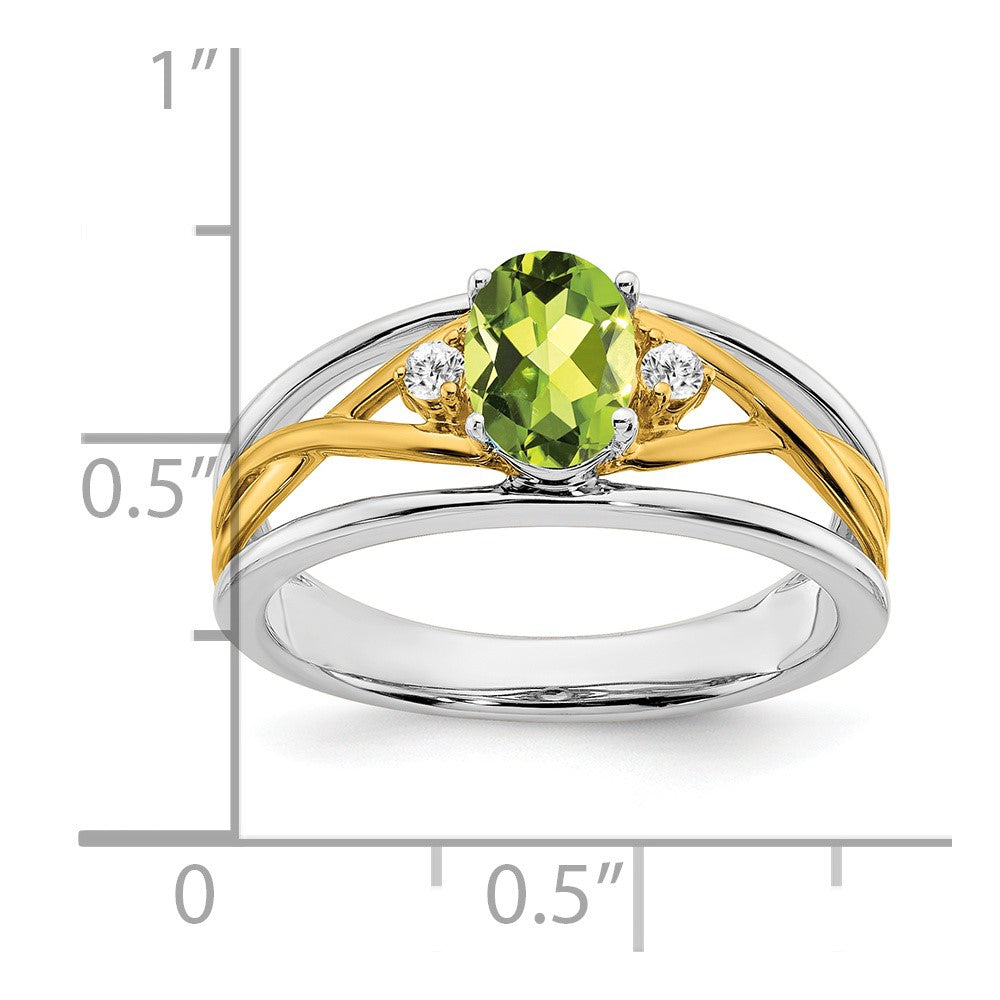 14k Two-tone Gemstone and Diamond Ring