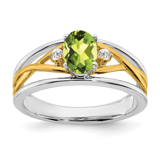 14k Two-tone Gemstone and Diamond Ring