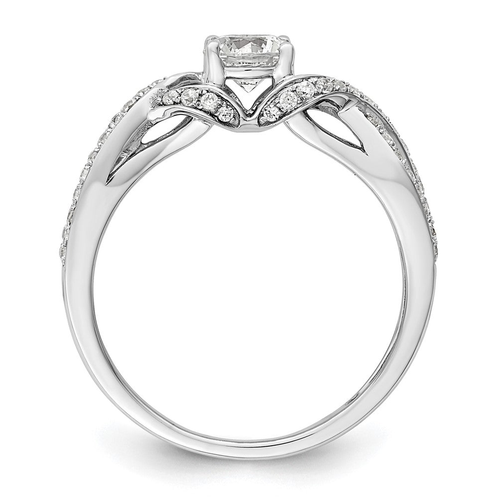 10k White Gold 3/4 carat Lab Grown Diamond VS/SI+ G+ Round Complete Twist Bypass Engagment Ring