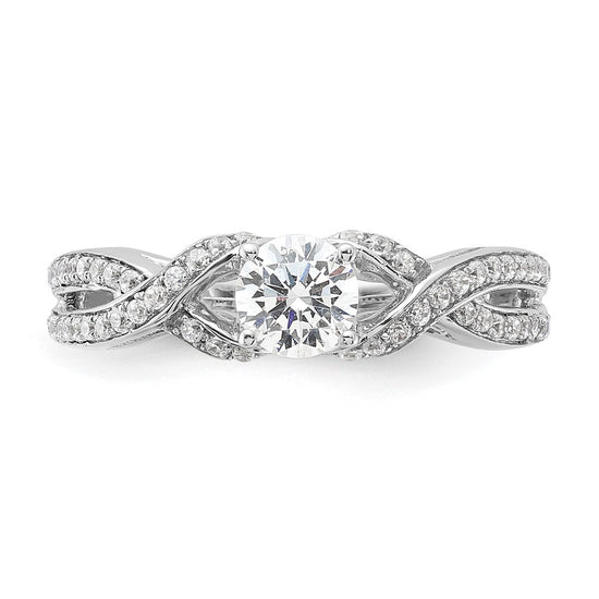 10k White Gold 3/4 carat Lab Grown Diamond VS/SI+ G+ Round Complete Twist Bypass Engagment Ring