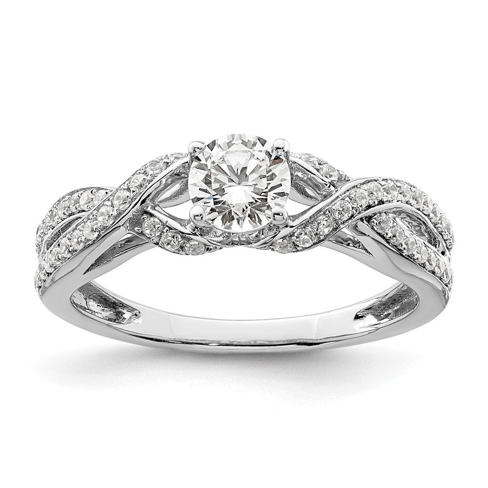 10k White Gold 3/4 carat Lab Grown Diamond VS/SI+ G+ Round Complete Twist Bypass Engagment Ring