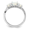 14k White Gold Lab-Created Opal and 1/8 carat Diamond 3-stone Ring