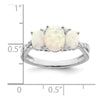 14k White Gold Lab-Created Opal and 1/8 carat Diamond 3-stone Ring