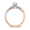 14k White and Rose Gold Criss-Cross (Holds 3/8 carat (4.8mm) Round Center) 1/5 carat Diamond Semi-mount Engagement Ring