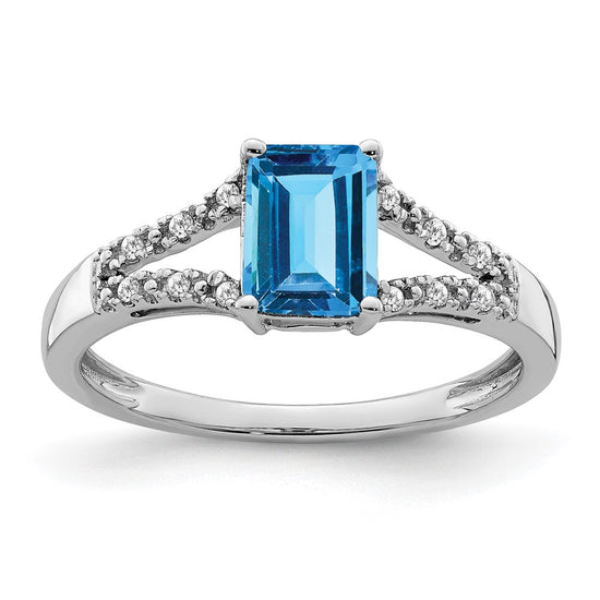 Emerald Cut Gemstone and Diamond Rings