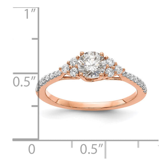 14k Rose Gold (Holds 1/2 carat (5.2mm) Round Center) 1/4 carat Diamond Semi-mount Engagement Ring