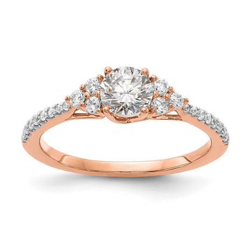 14k Rose Gold (Holds 1/2 carat (5.2mm) Round Center) 1/4 carat Diamond Semi-mount Engagement Ring