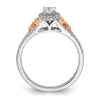 14k Two-tone Rose and White Gold 3/4 carat Lab Grown Diamond VS/SI+ G+ Oval Complete Halo Engagement Ring