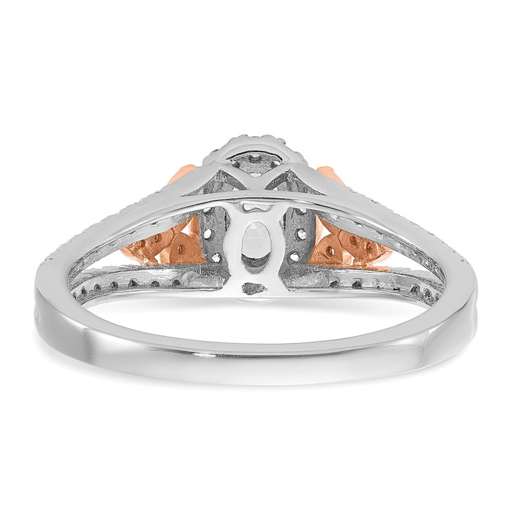 14k Two-tone Rose and White Gold 3/4 carat Lab Grown Diamond VS/SI+ G+ Oval Complete Halo Engagement Ring