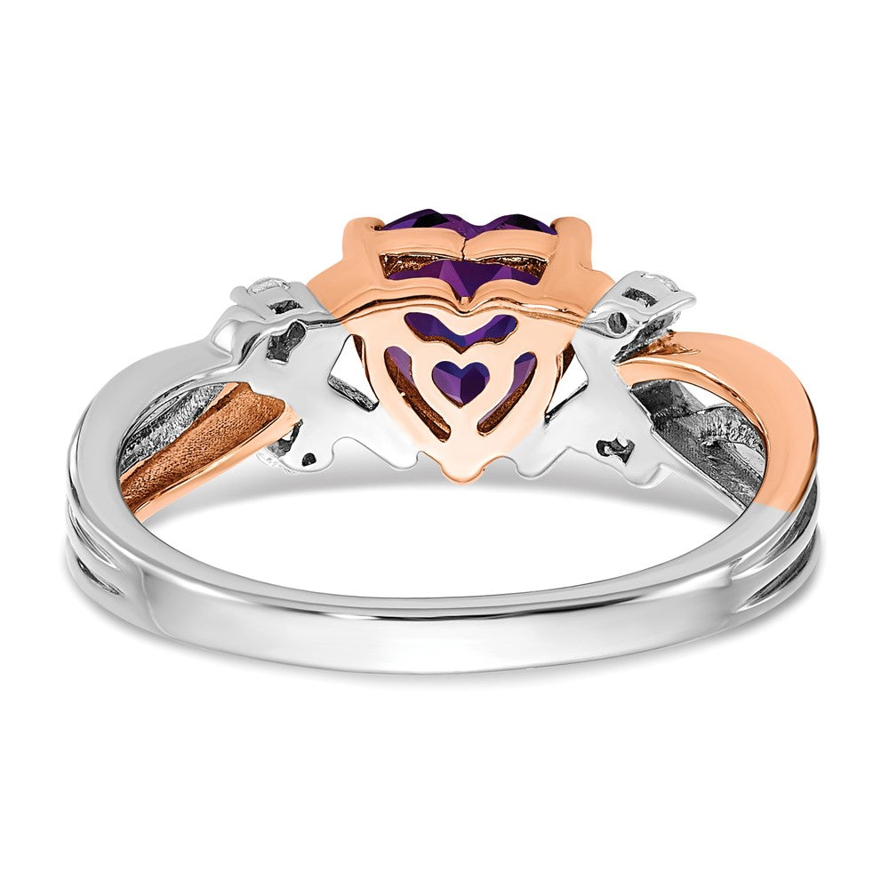 Two Tone Heart Gemstone & Diamond rings