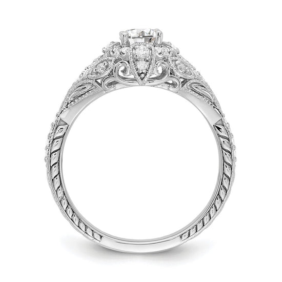 14k White Gold (Holds 3/8 carat (4.8mm) Round Center) 1/5 carat Diamond Semi-mount Engagement Ring