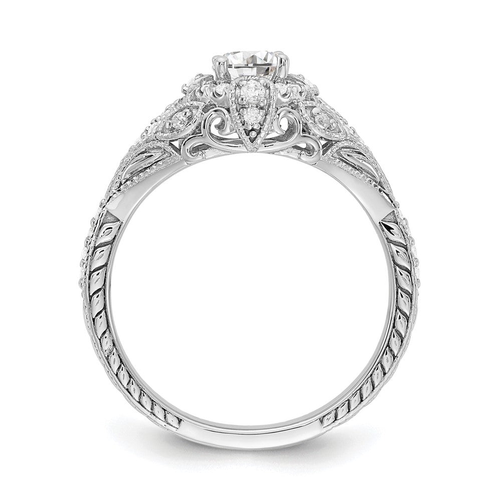 14k White Gold (Holds 3/8 carat (4.8mm) Round Center) 1/5 carat Diamond Semi-mount Engagement Ring