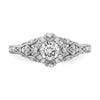 14k White Gold (Holds 3/8 carat (4.8mm) Round Center) 1/5 carat Diamond Semi-mount Engagement Ring