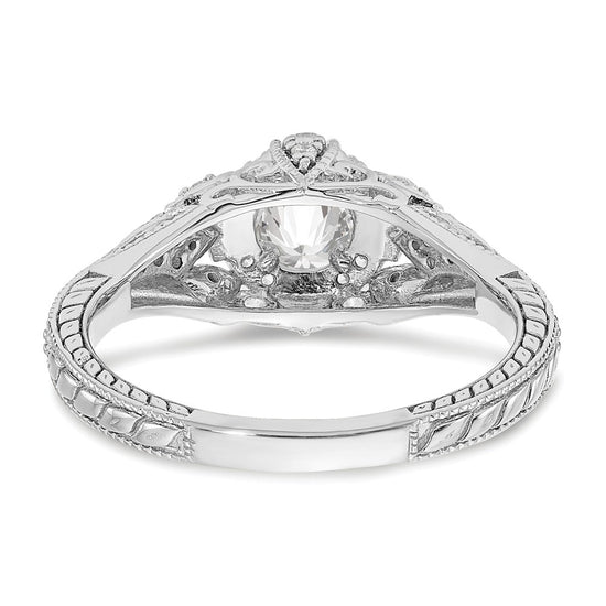 14k White Gold (Holds 3/8 carat (4.8mm) Round Center) 1/5 carat Diamond Semi-mount Engagement Ring