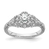 14k White Gold (Holds 3/8 carat (4.8mm) Round Center) 1/5 carat Diamond Semi-mount Engagement Ring
