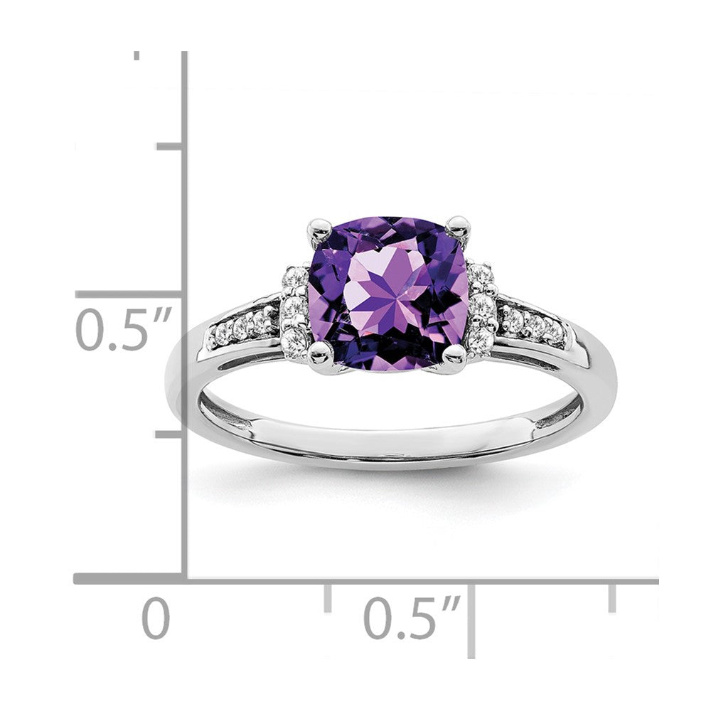 14k White Gold Cushion Gemstone and Diamond Ring