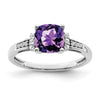 14k White Gold Cushion Gemstone and Diamond Ring