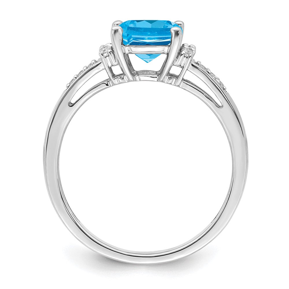 14k White Gold Cushion Gemstone and Diamond Ring