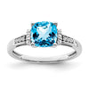 14k White Gold Cushion Gemstone and Diamond Ring