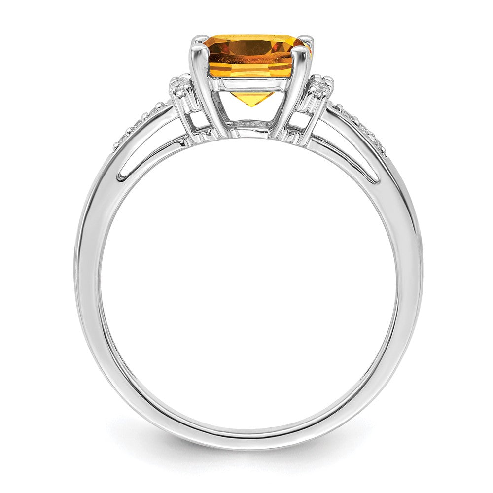 14k White Gold Cushion Gemstone and Diamond Ring