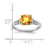 14k White Gold Cushion Gemstone and Diamond Ring