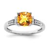 14k White Gold Cushion Gemstone and Diamond Ring