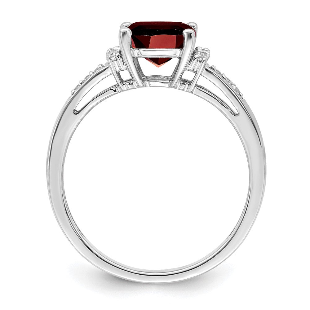 14k White Gold Cushion Gemstone and Diamond Ring