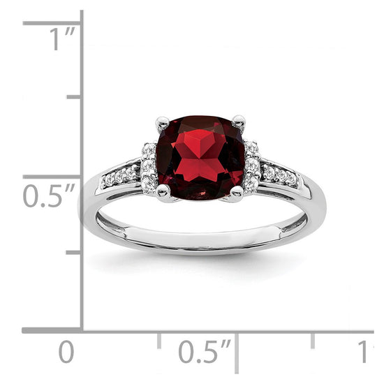 14k White Gold Cushion Gemstone and Diamond Ring