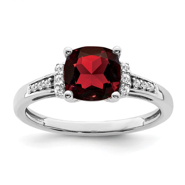 14k White Gold Cushion Gemstone and Diamond Ring