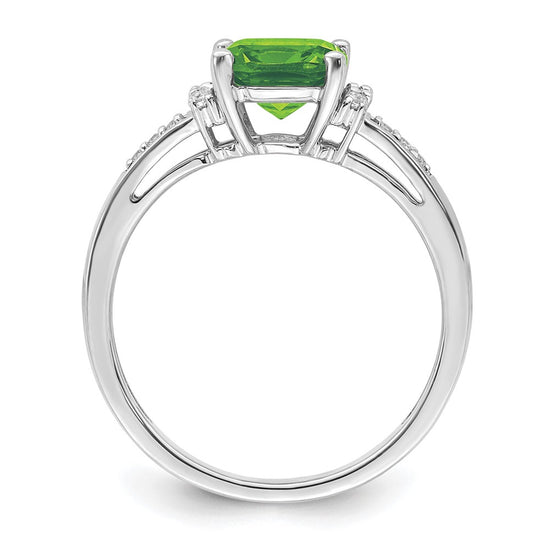 14k White Gold Cushion Gemstone and Diamond Ring