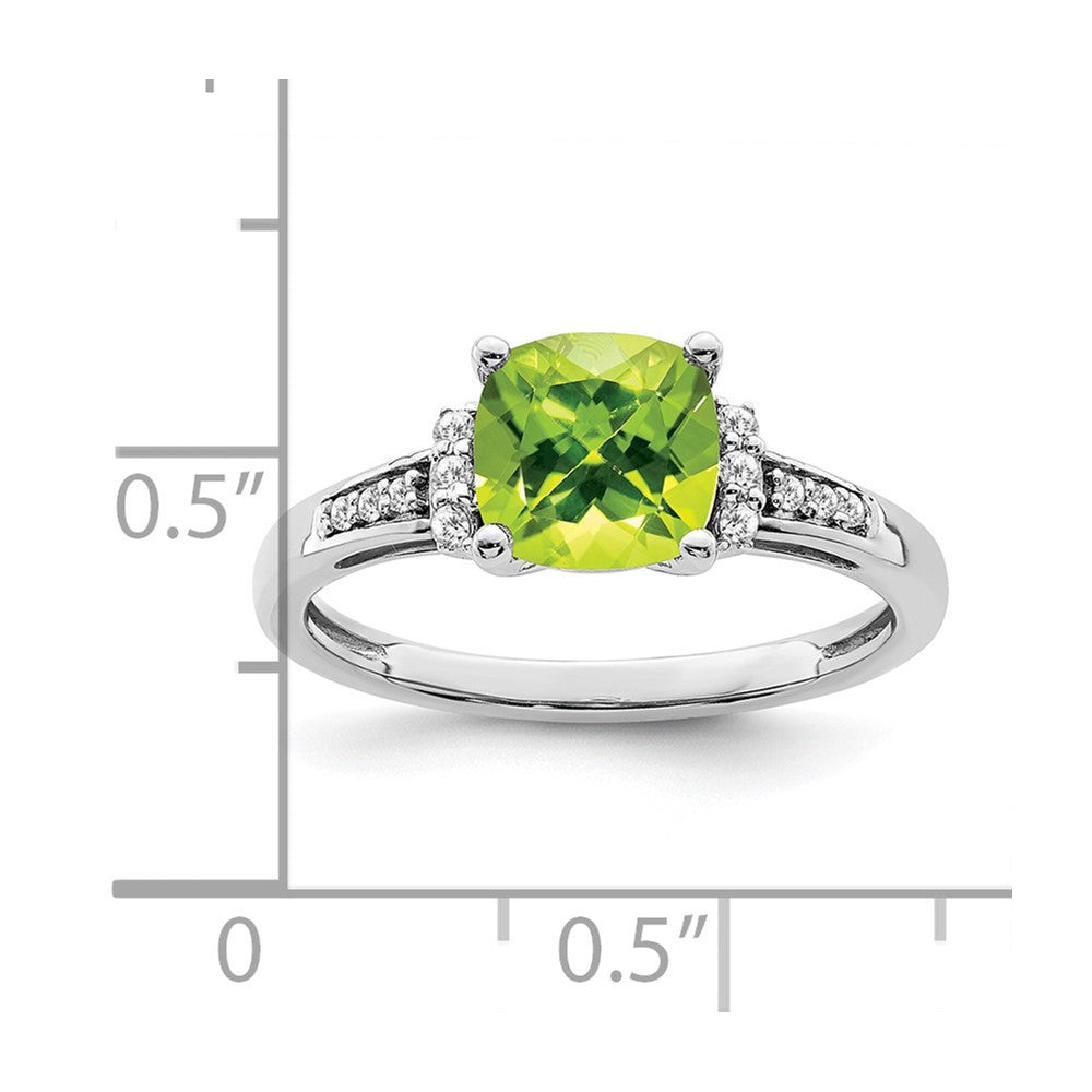 14k White Gold Cushion Gemstone and Diamond Ring