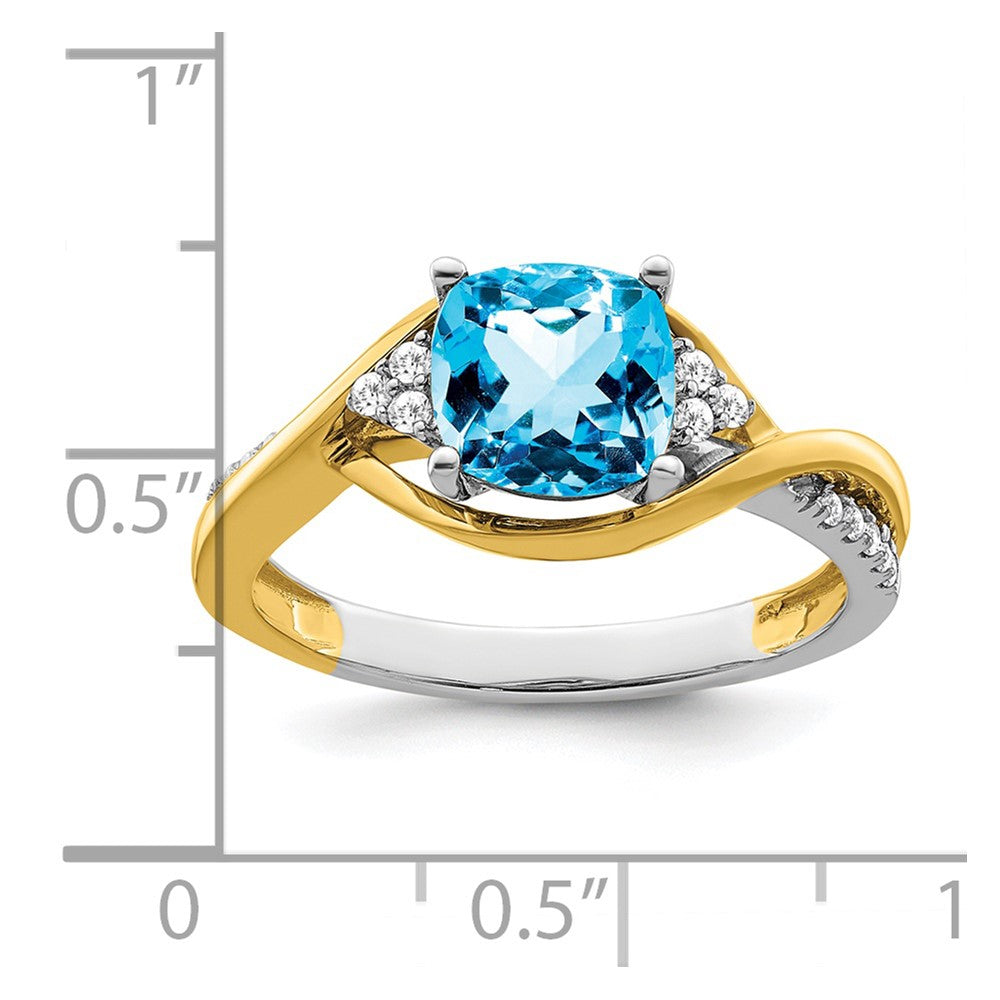 14k Two-tone Cushion Gemstone and Diamond Ring