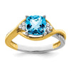 14k Two-tone Cushion Gemstone and Diamond Ring