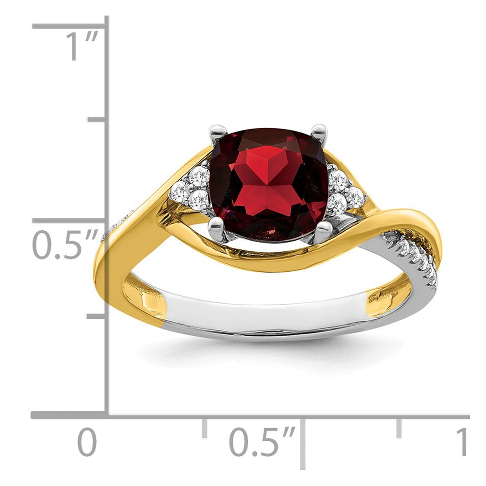 14k Two-tone Cushion Gemstone and Diamond Ring