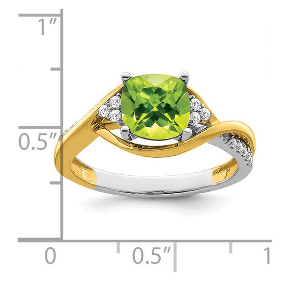 14k Two-tone Cushion Gemstone and Diamond Ring
