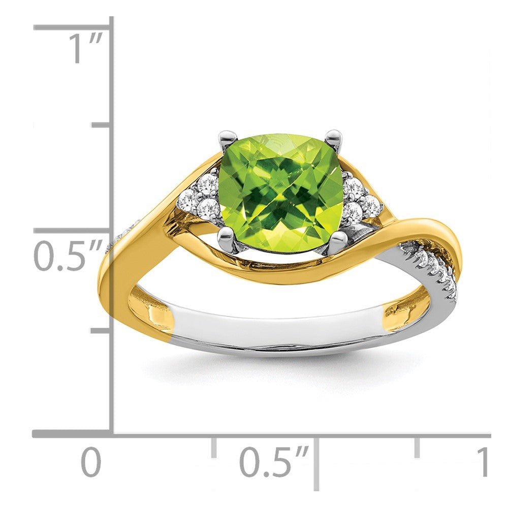 14k Two-tone Cushion Gemstone and Diamond Ring