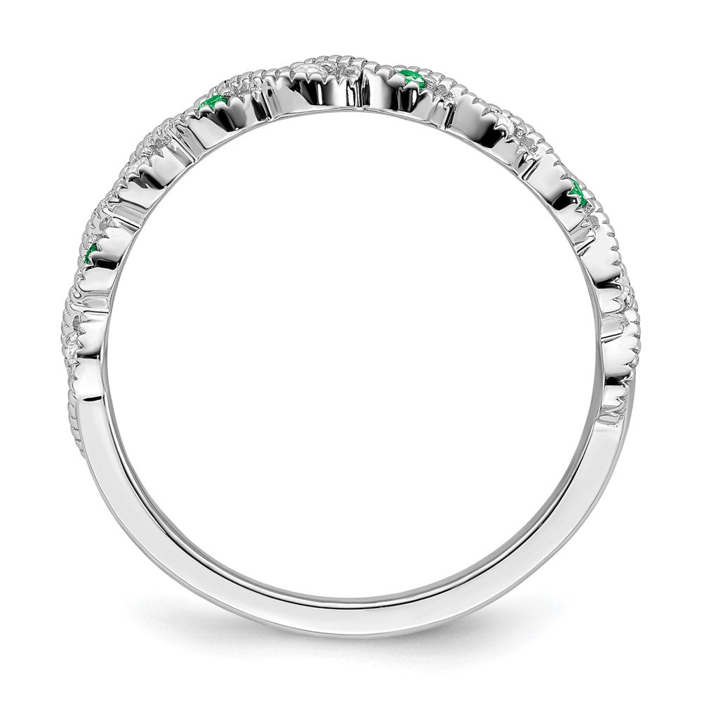 14k White Gold Gemstone and Diamond Twist Band