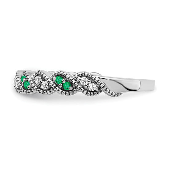 14k White Gold Gemstone and Diamond Twist Band