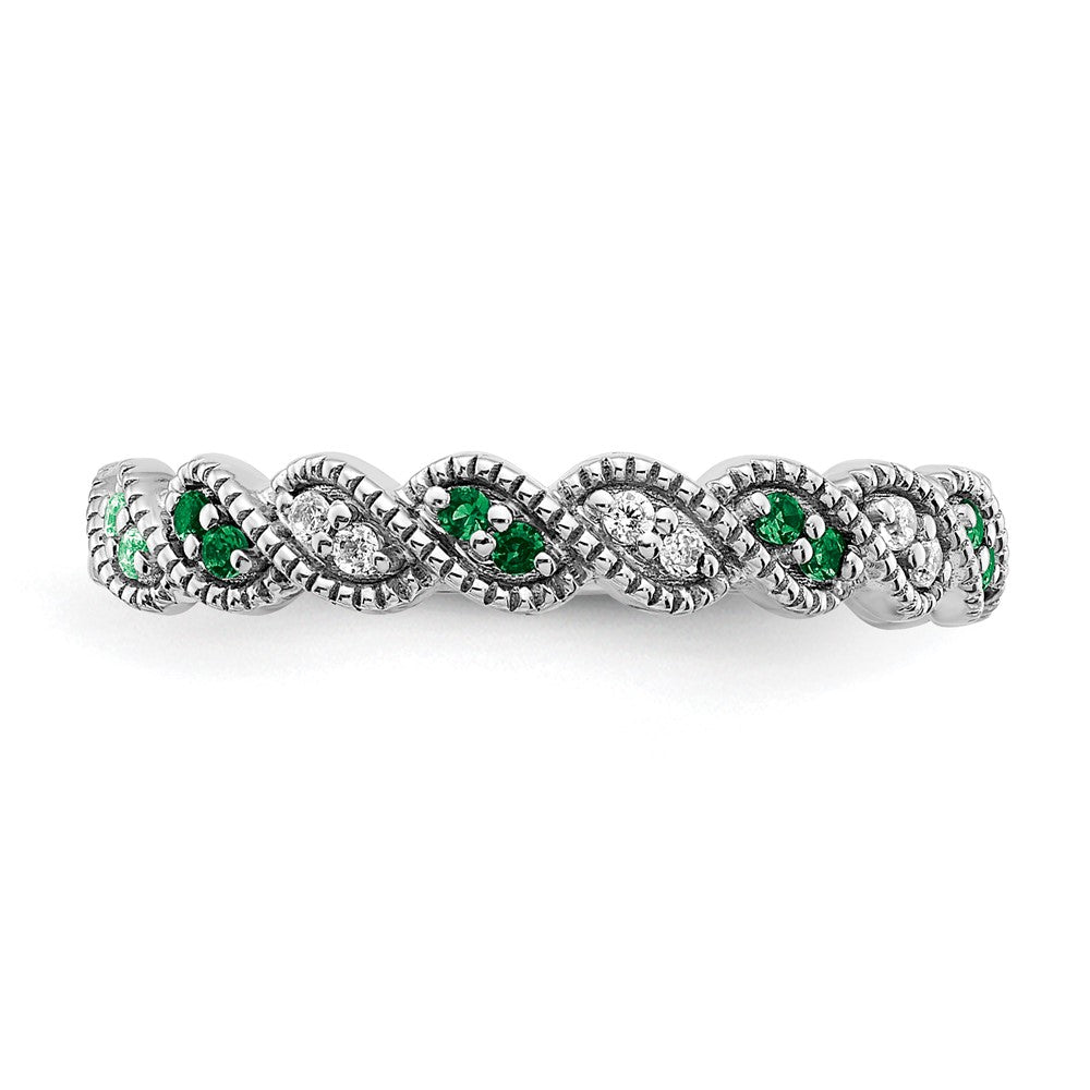 14k White Gold Gemstone and Diamond Twist Band