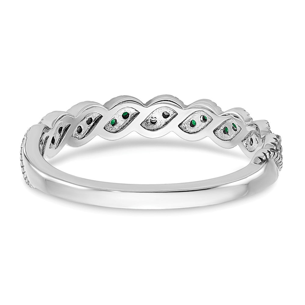 14k White Gold Gemstone and Diamond Twist Band