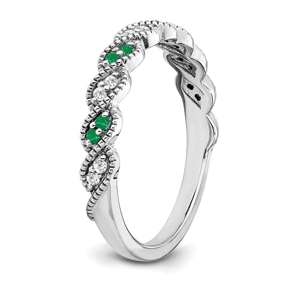 14k White Gold Gemstone and Diamond Twist Band